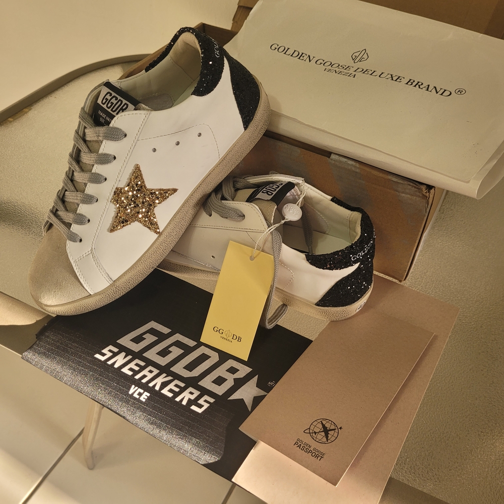 GG White and Gold Sneakers